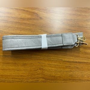 New Grey Vegan Leather Laptop/Purse Strap with Sherpa Fleece inside